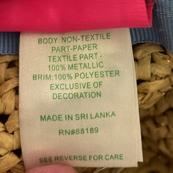 Lilly Pulitzer Sea to Shining Sea Print Pink and Blue Woven Hat - Picture 10 of 11